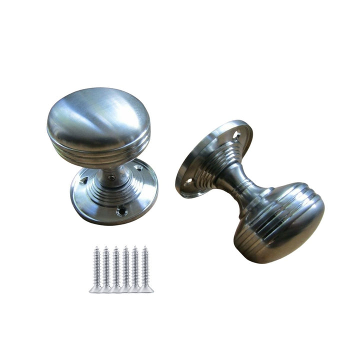 Plain Rimmed Mortice Door Knobs Satin Chrome.