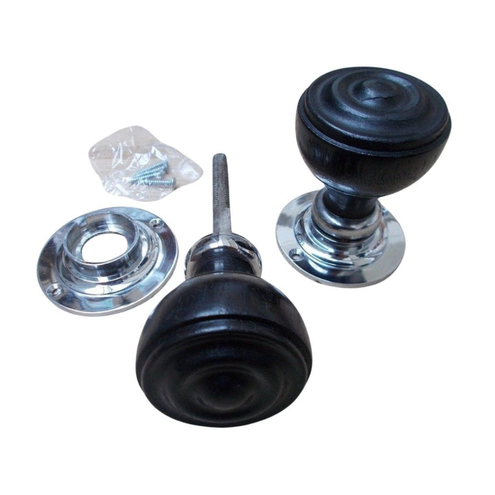 Rim Door knob Black + Chrome Bun Rimmed.