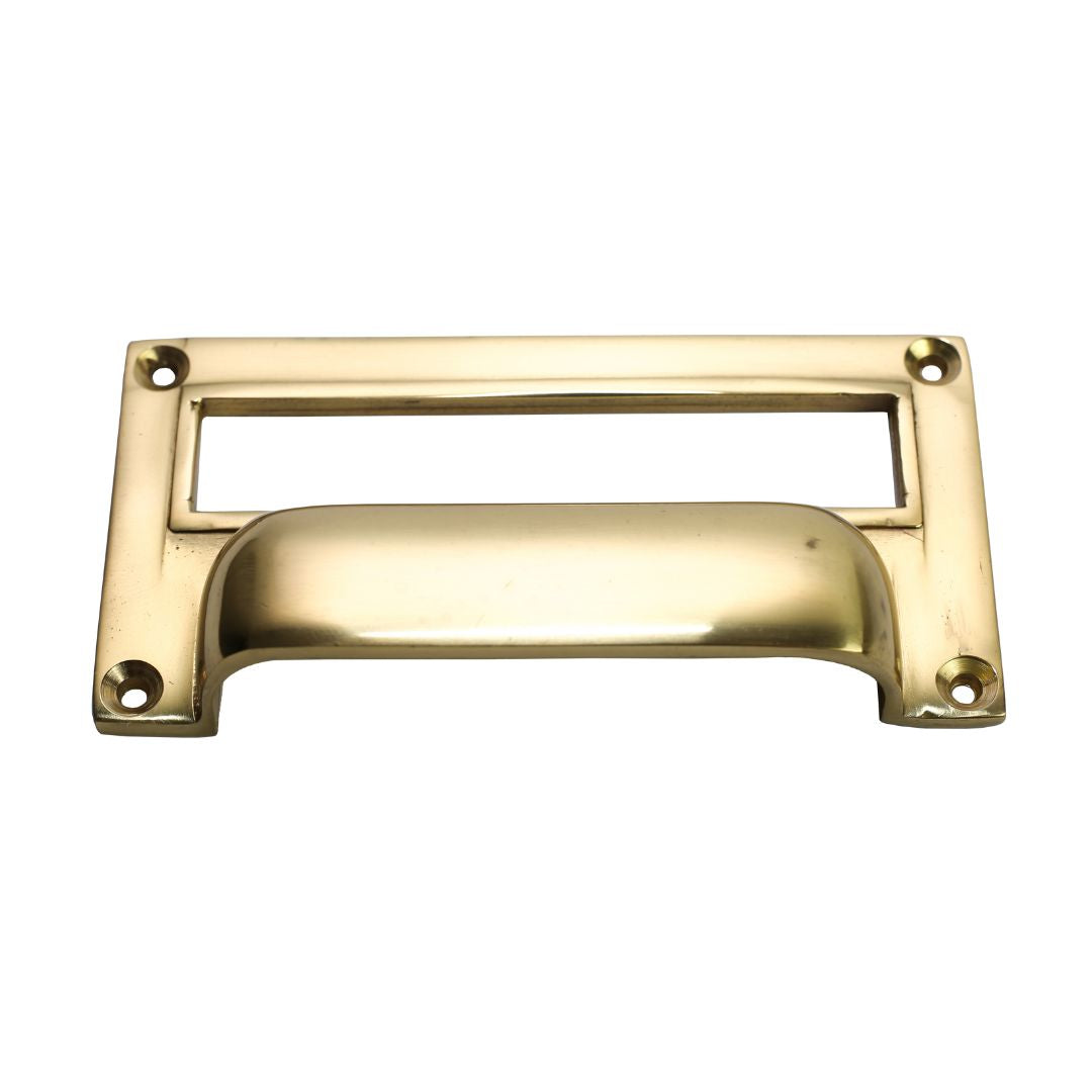 3inch Victorian Filing Cabinet Card Holder polished brass.
