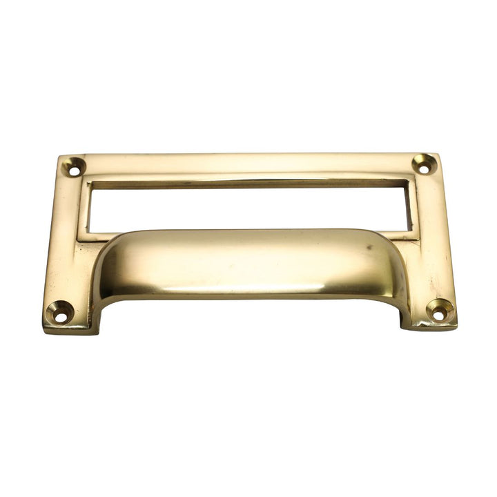 3inch Victorian Filing Cabinet Card Holder polished brass.
