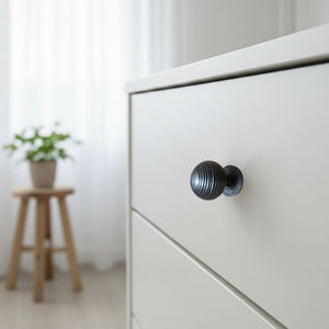 40mm Cast Iron Reeded Cupboard Knob Antique Iron
