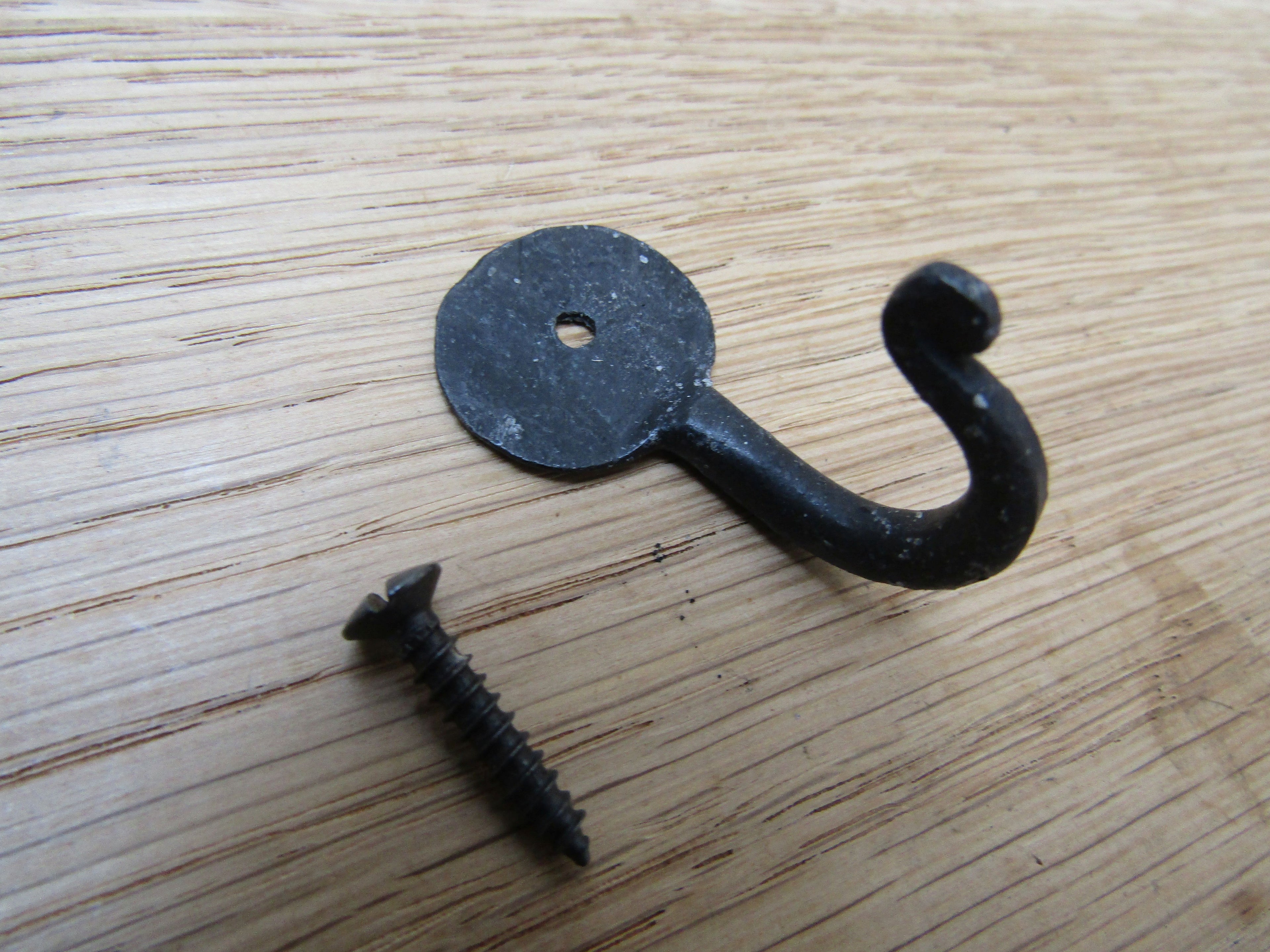 Handforged Penny End 40mm Hook Black Wax.