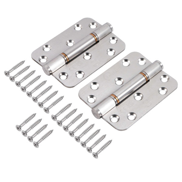 Fire Rated Thrust Bearing Door Hinge 102x76mm Grade 14 Stainless Steel Radius Pack of 2