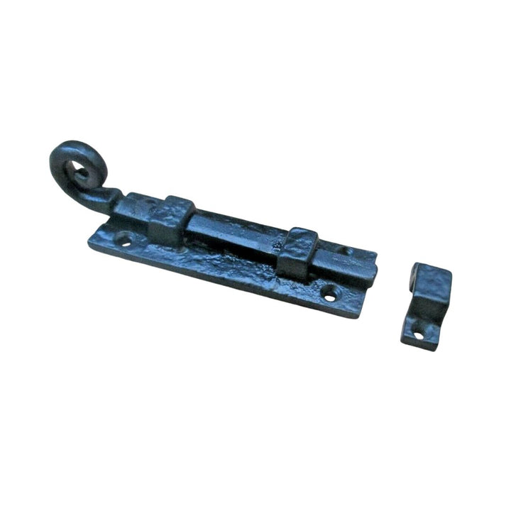4'' Curly Monkey Tail Straight Slide Door Bolt Black Antique