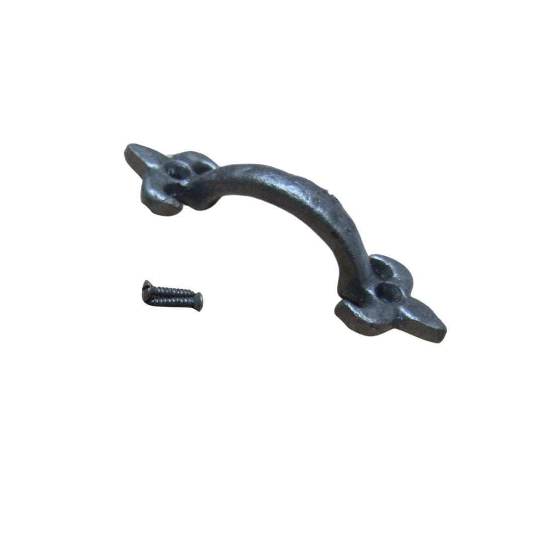 Fleur De Lys Cabinet Pull Handle Antique Iron 4inch.