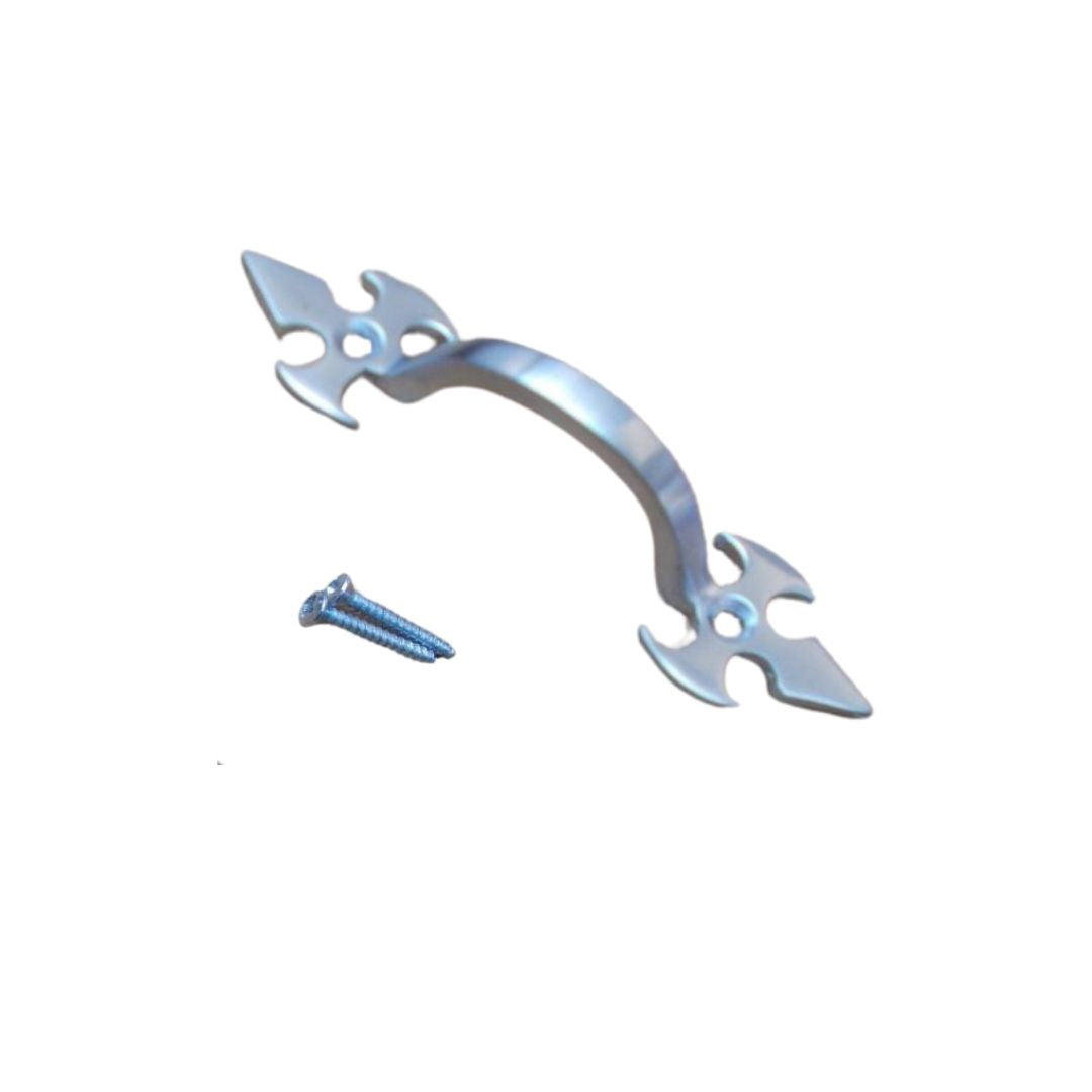 Fleur De Lys Cabinet Pull Handle Satin Chrome 4inch.