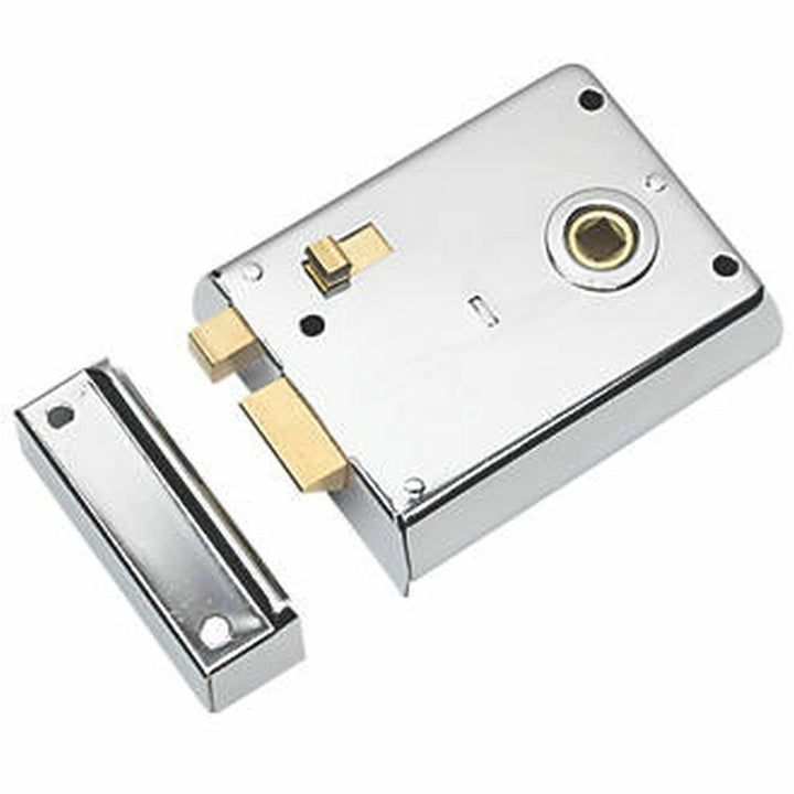 Steel 4inch Rim latch with Snib Polished Chrome.