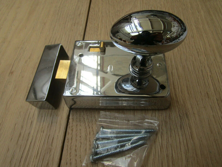4inch Rim Latch Polished Chrome & Oval Rim Polished Chrome Set.