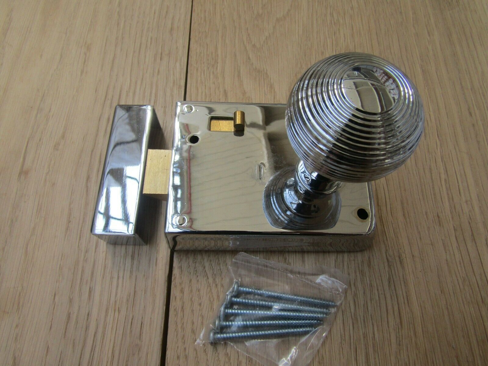 4inch Rim Latch Polished Chrome & Reeded Rim Polished Chrome Set.