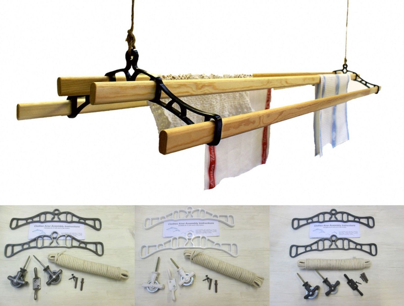 4 Lath Victorian Antique Iron Ceiling Airer 1.2m.