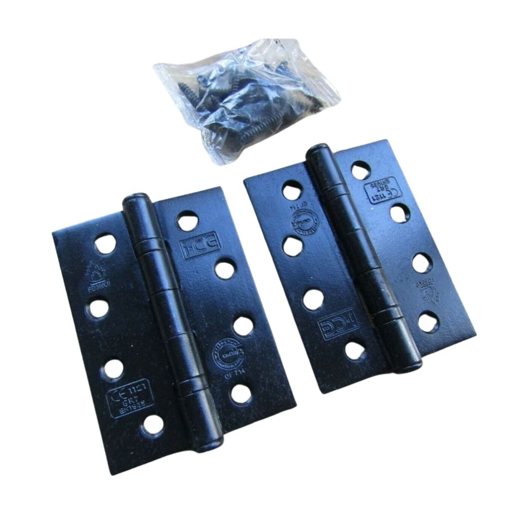 Pair of CE7 Fire Rated Butt Hinges Black.