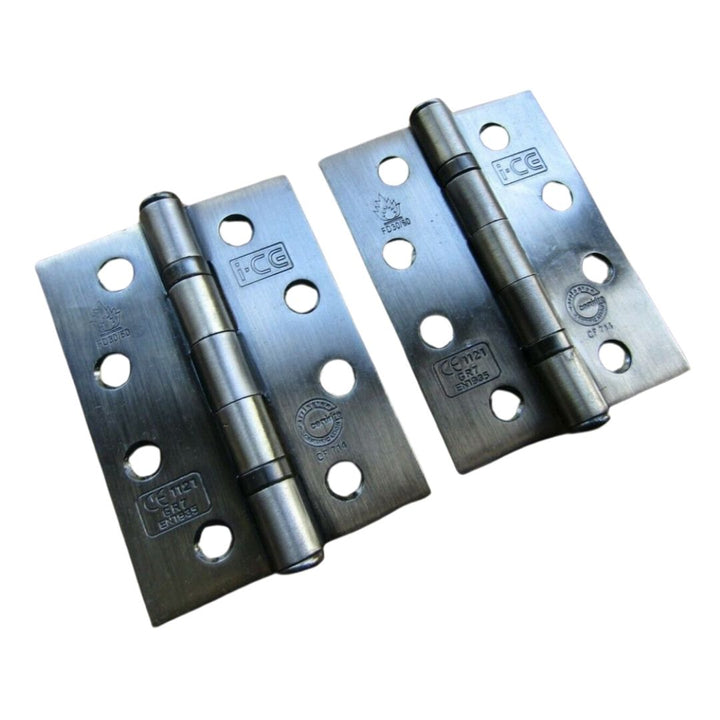 Pair of CE7 Fire Rated Butt Hinges Antique Brass.