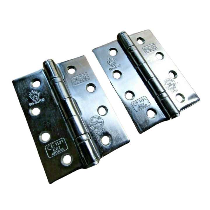 Pair of CE7 Fire Rated Butt Hinges Polished Chrome.