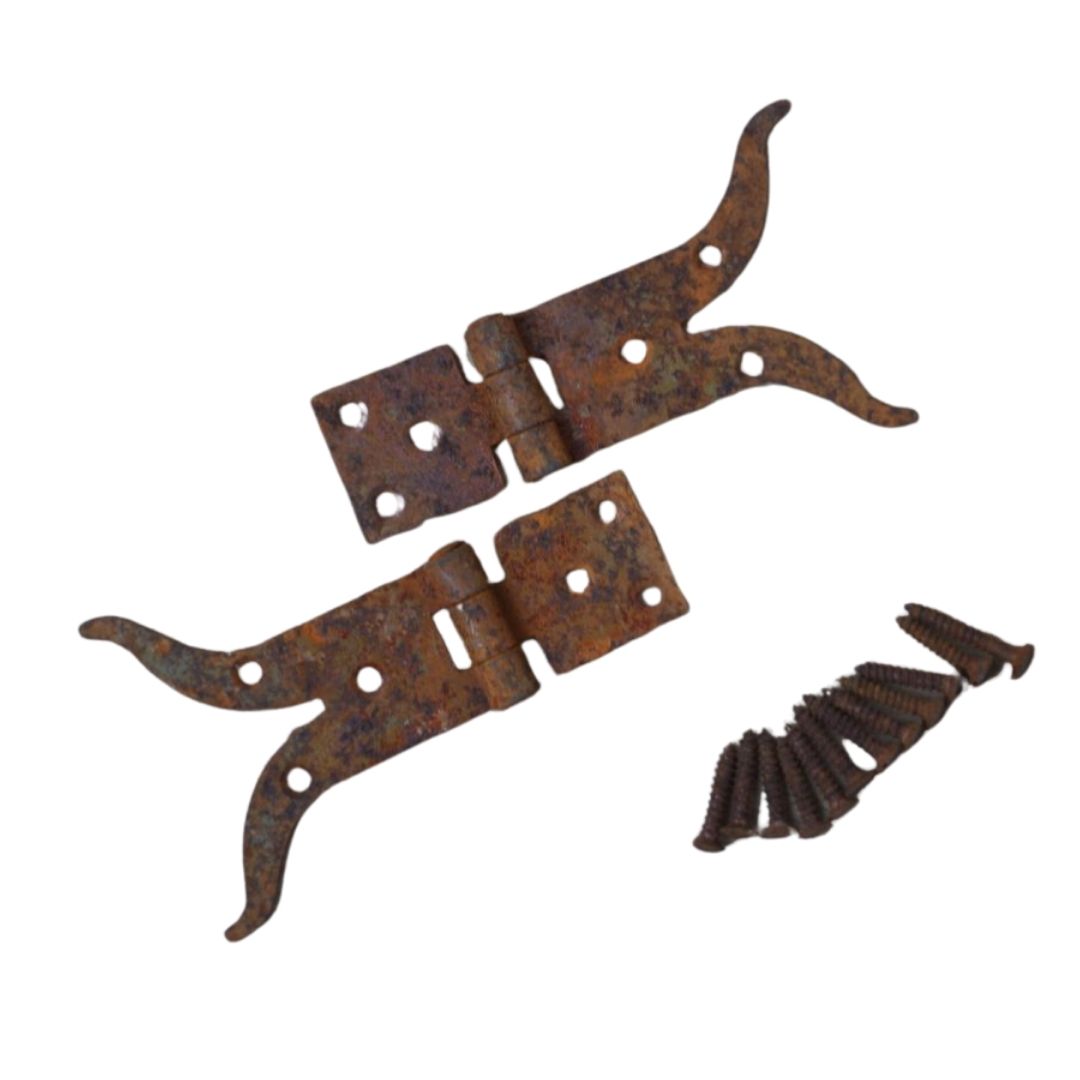 Pair Of Moustache Cabinet Hinges Rust.