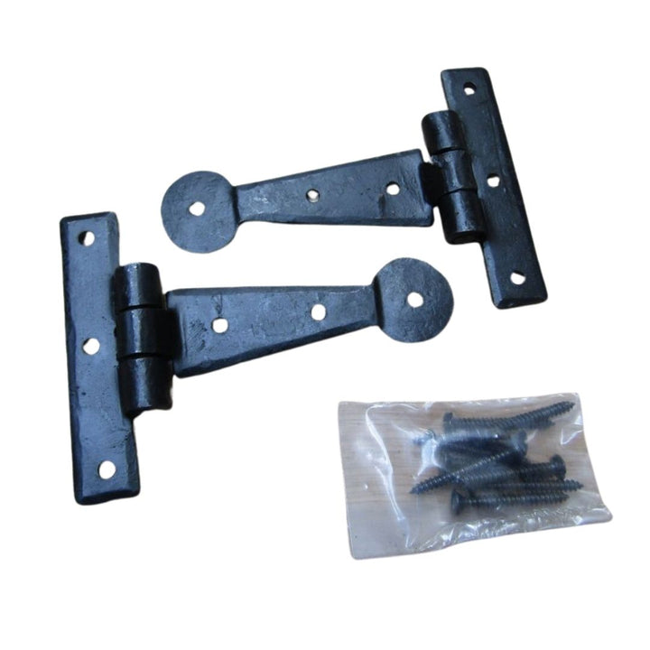 Pair of Penny End Cabinet Hinges 4inch Black Wax.