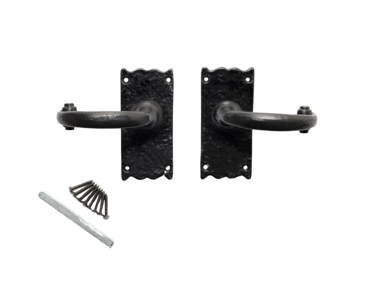 Pair Of Small Cottage Lever Latch Handles Black Antique