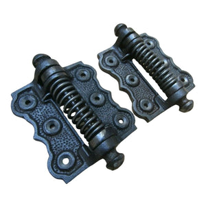 Pair of Sprung Ornate butt hinges Antique Iron.