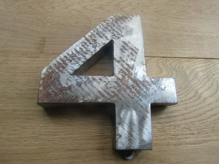 8inch Large Rustic Steel Number 4 Sign.