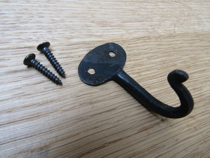 Handforged Bean End 50mm Hook Black Wax.