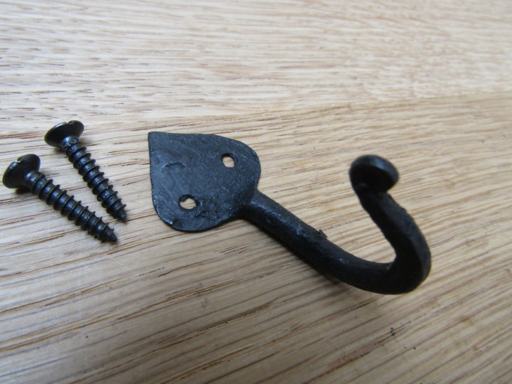 Hand Forged Leaf End 50mm Hook Black Wax.