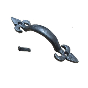Fleur De Lys Cabinet Pull Handle Antique Iron 5inch.