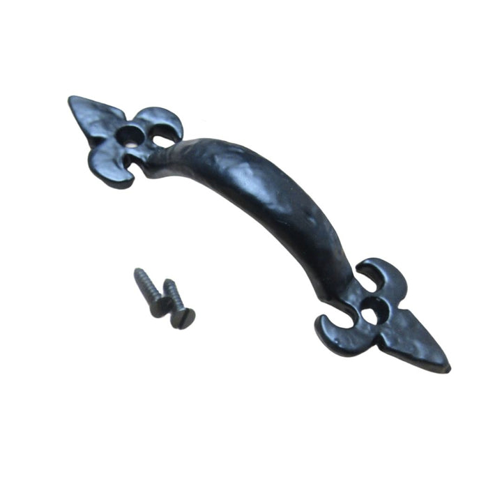 Fleur De Lys Cabinet Pull Handle Black Antique 5inch.