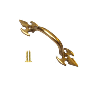 Fleur De Lys Cabinet Pull Handle Polished Brass 5inch.