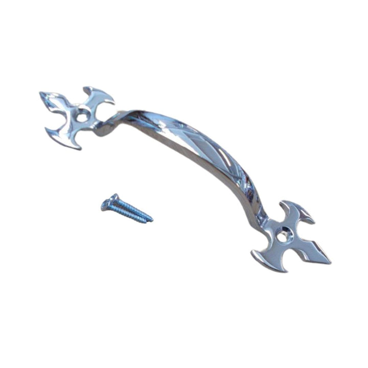 Fleur De Lys Cabinet Pull Handle Polished Chrome 5inch.