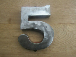 8inch Large Rustic Steel Number 5 Sign.