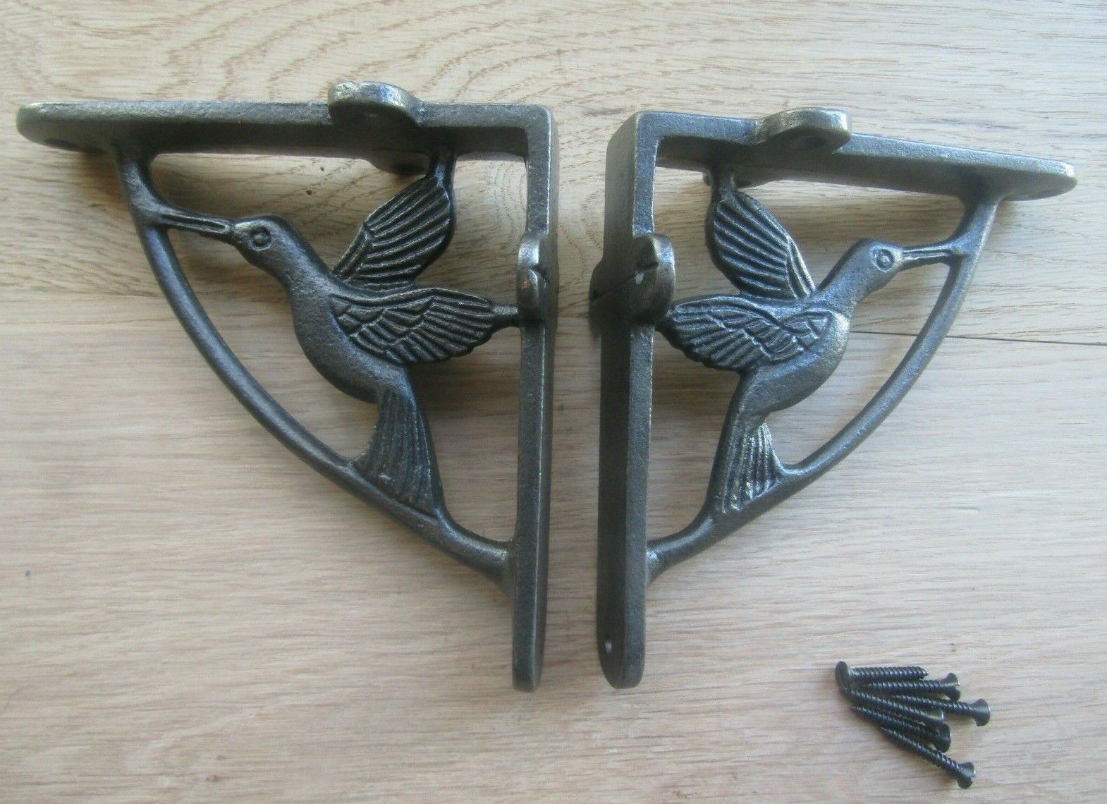 Pair Of 5inch Flying Duck Shelf Brackets Antique Iron.