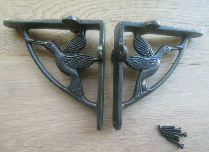 Pair Of 5inch Flying Duck Shelf Brackets Antique Iron.