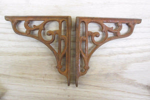 Pair of Victorian Scroll Shelf Brackets Rust 5inch.