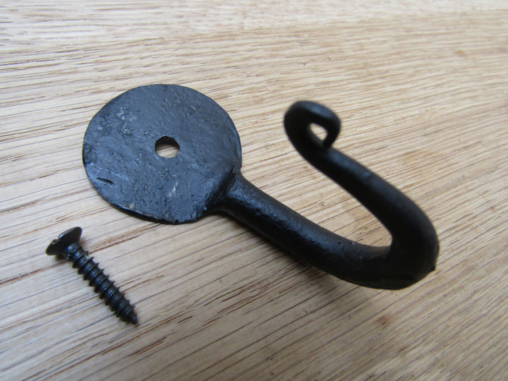 Handforged Penny End 60mm Hook Black Wax.