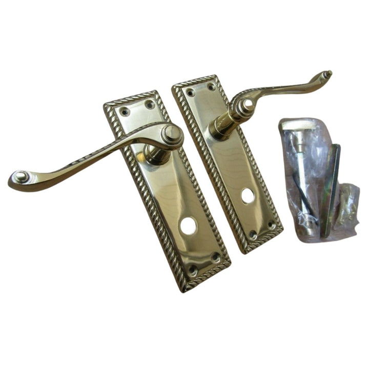Bathroom Lever Door Handle Georgian Polished Brass.