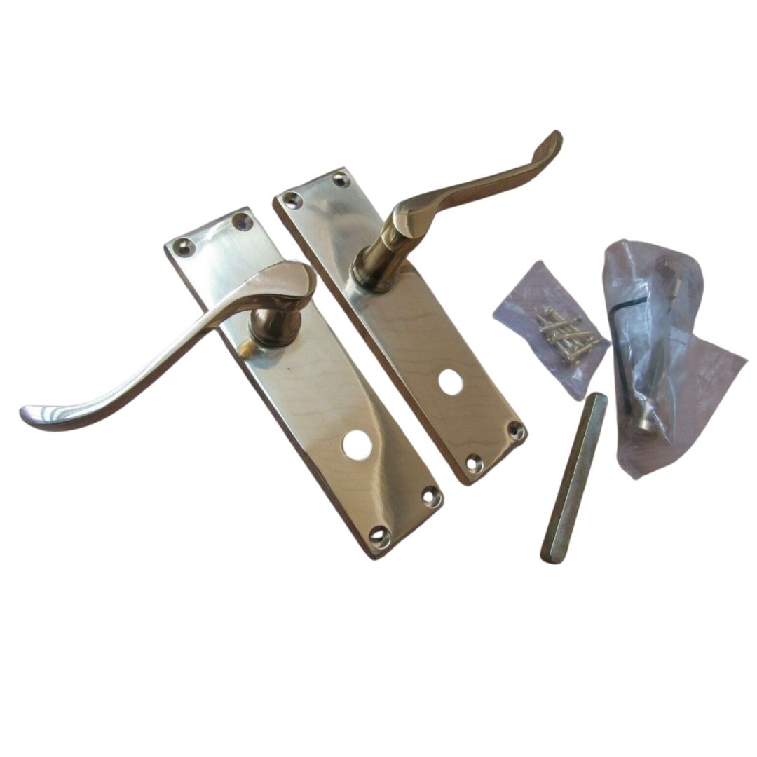 Bathroom Lever Door Handle Scroll Polished Brass.