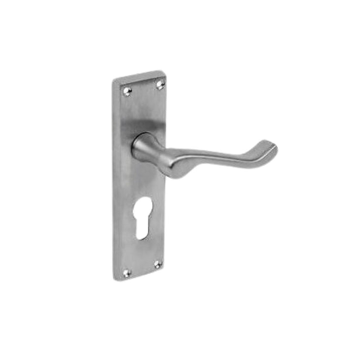 Euro Profile Lever Lock Door Handle satin chrome.