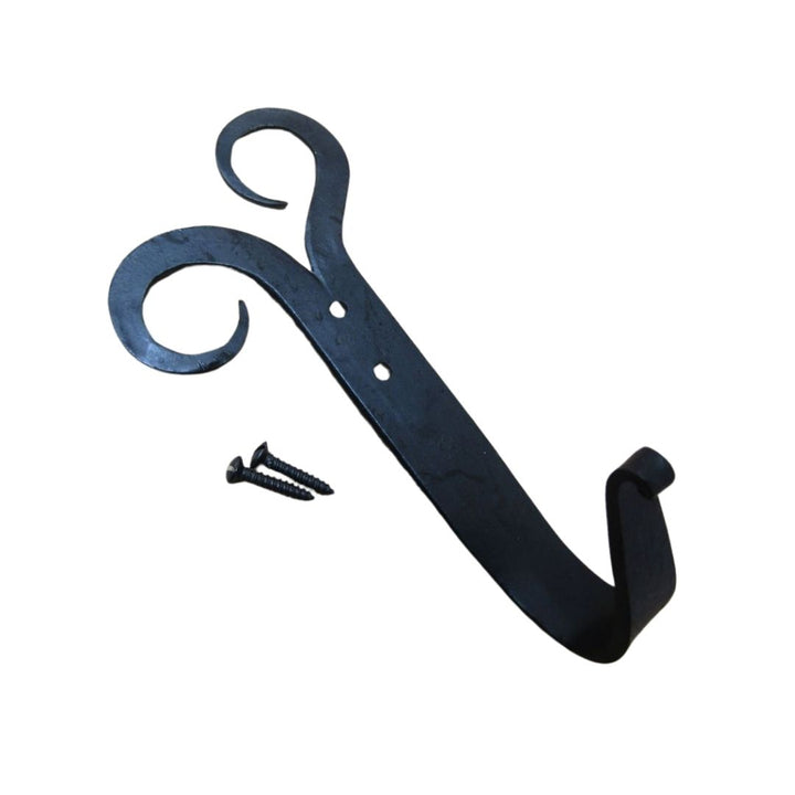 Hand Forged Double Scroll Hook Black wax.