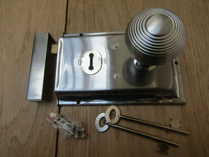 6inch Rim Lock Satin Chrome & Reeded Rim Satin Chrome Set.