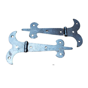 Pair of 6inch Fleur De Lys Steel Hinge Antique Iron.