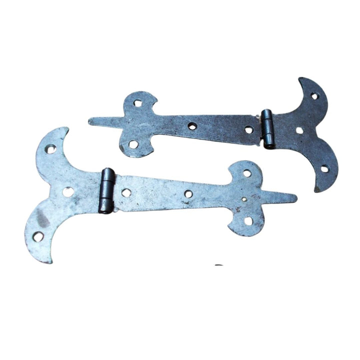 Pair of 6inch Fleur De Lys Steel Hinge Antique Iron.