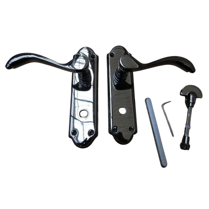 Pair of Florida Lever Bathroom Handles black nickel.