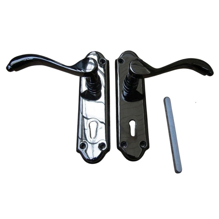 Pair of Florida Lever Lock Handles black nickel.