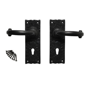 Pair Of Lever Lock Merlin Handles Black Antique.