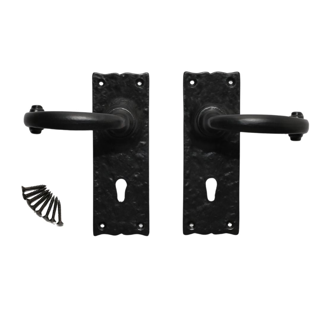 Pair Of Lever Lock Merlin Handles Black Antique.