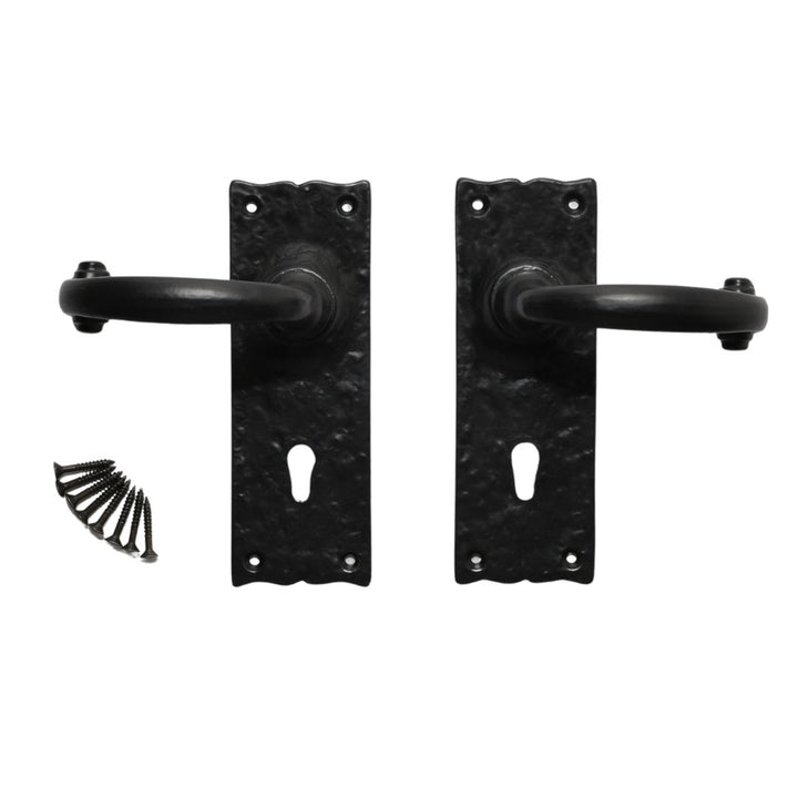 Pair Of Lever Lock Merlin Handles Black Antique.