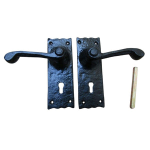 Pair Of Lever Lock Victorian Scroll Handles Black Antique.