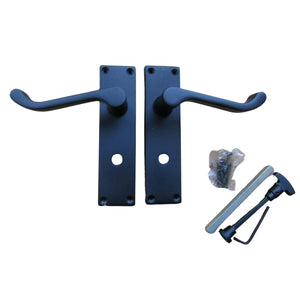 Pair of Modern Lever Bathroom Handles Matt Black.