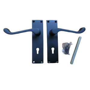 Pair of Modern Lever Lock Handles Matt Black.