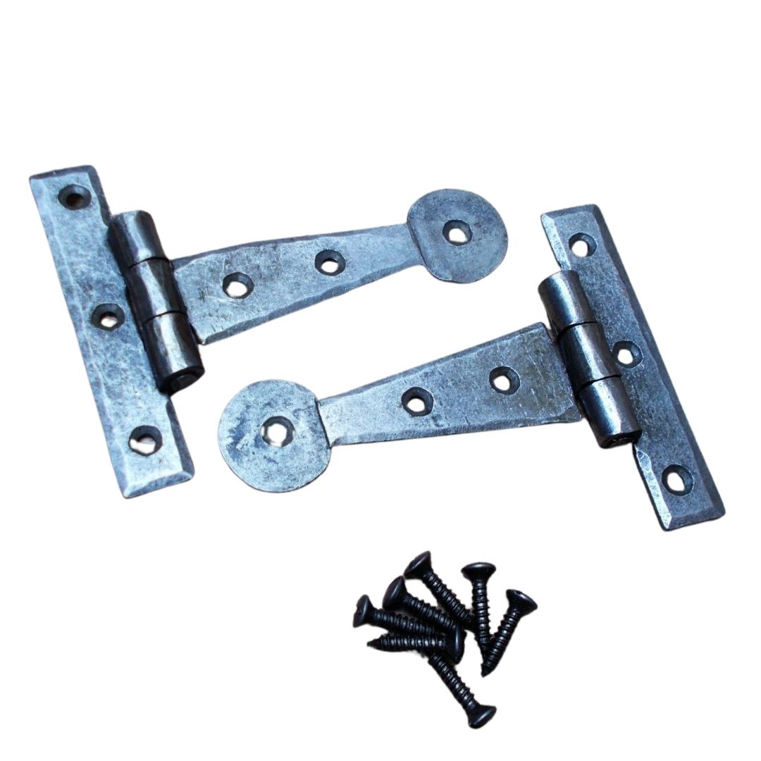 Pair of Penny end Cabinet hinge 6inch Antique Iron.