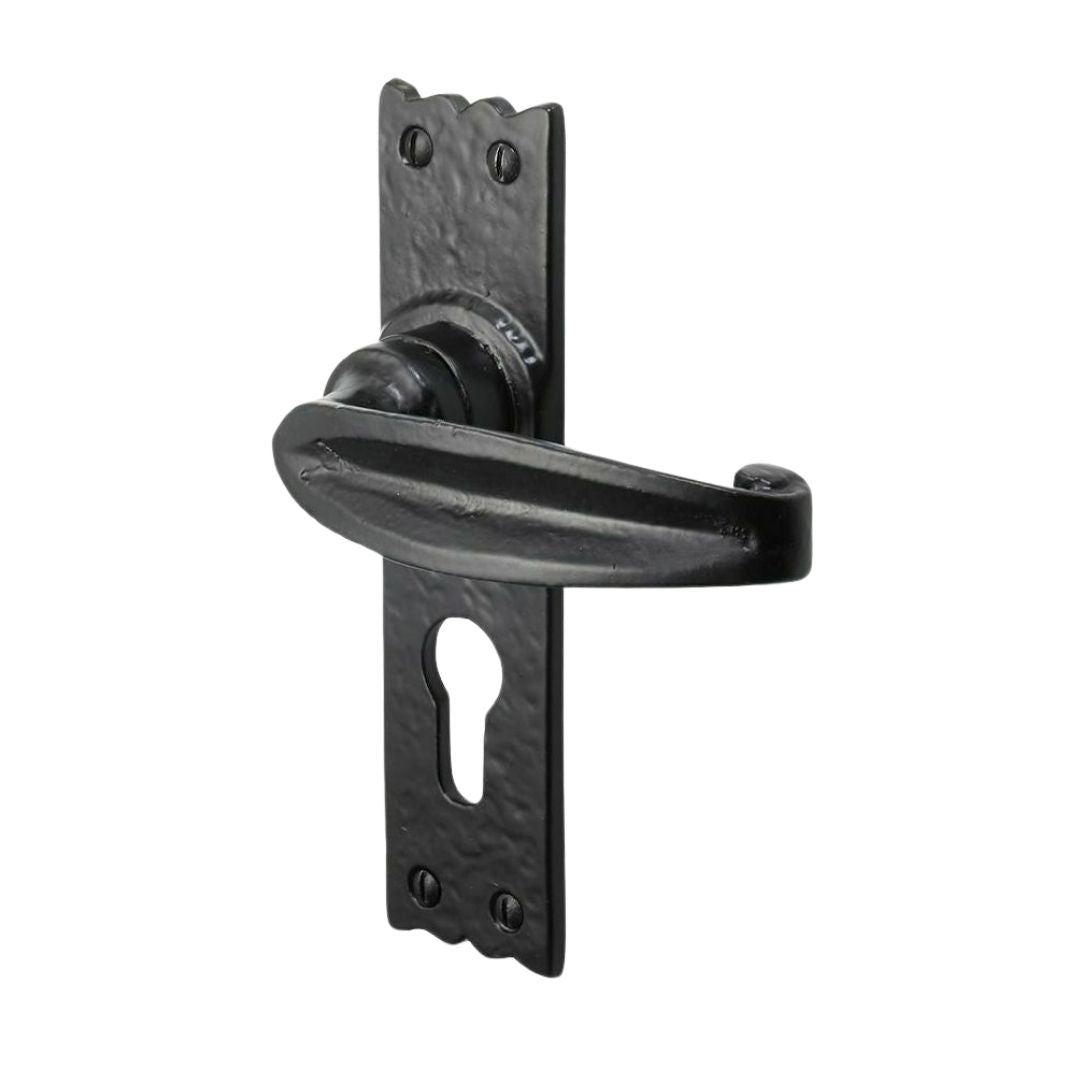 Pair of Tewkesbury Euro Profile Lock Handles Black Antique.